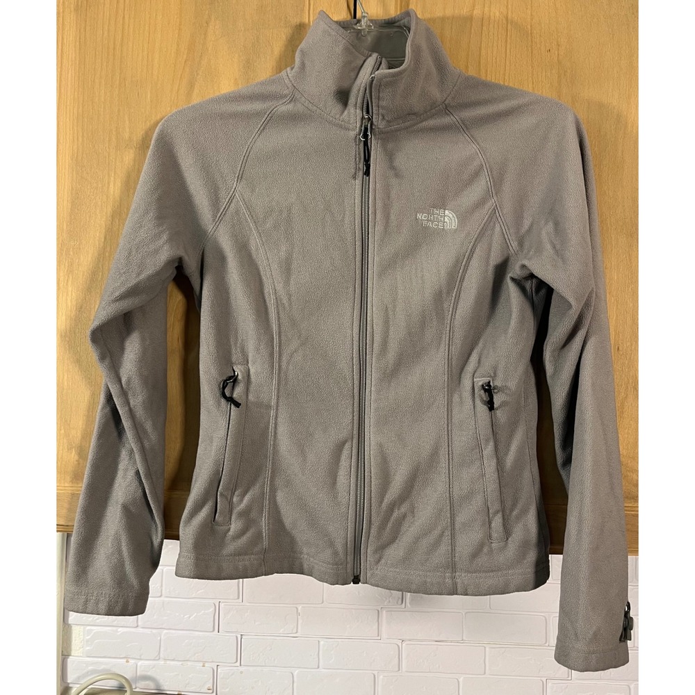 The North Face Fleece Jacket Womens Small Gray Full Zip Mock Neck TKA 100